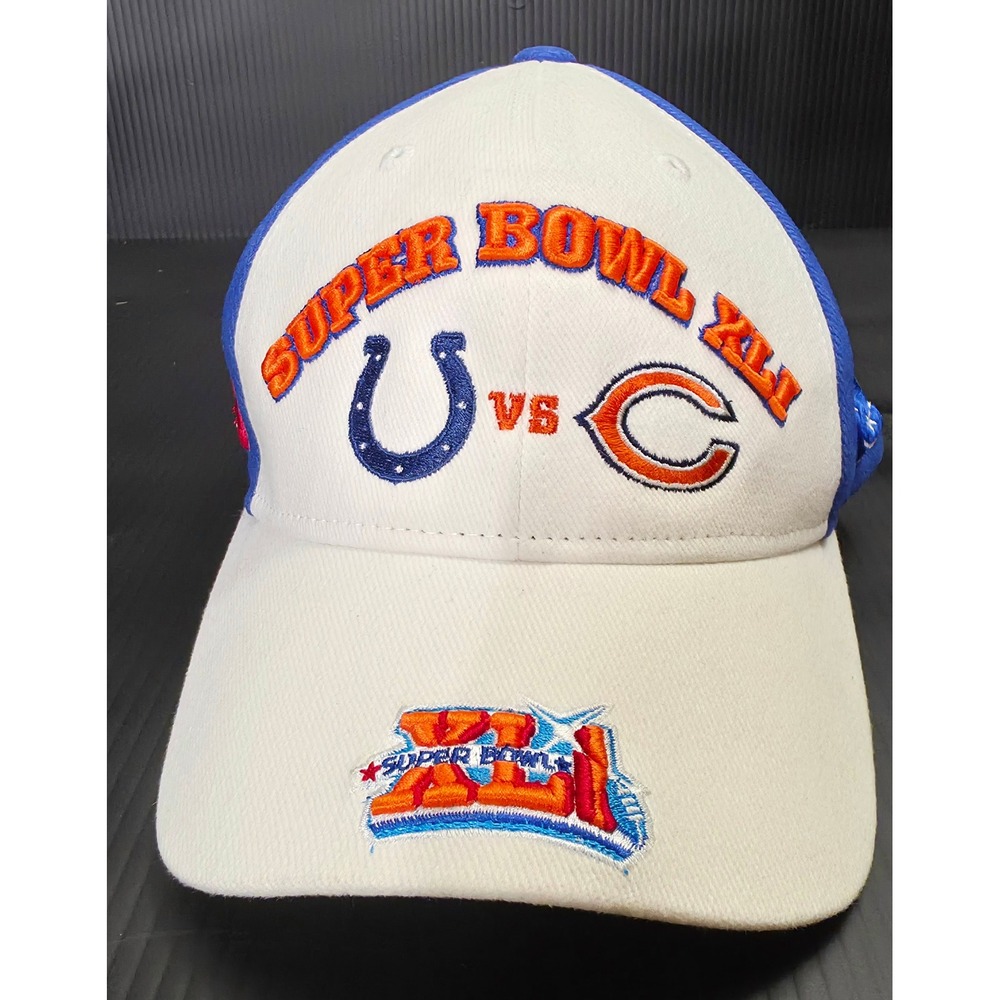 Vintage NFL Super Bowl XLI Hat Colts vs Bears 2007 South Florida Blue White Cap